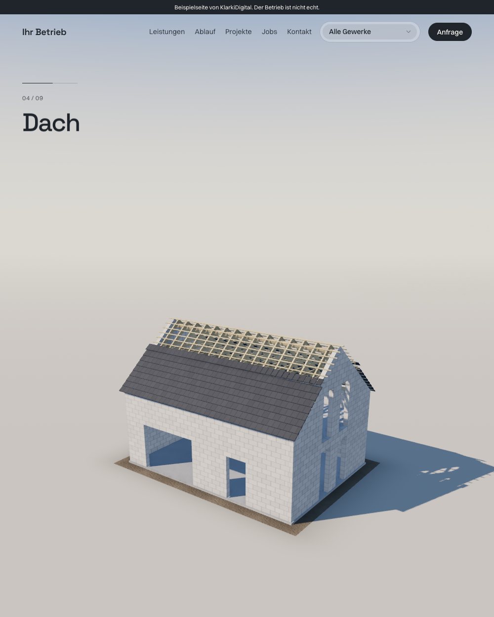 Musterseite Handwerk mit 3D-Haus