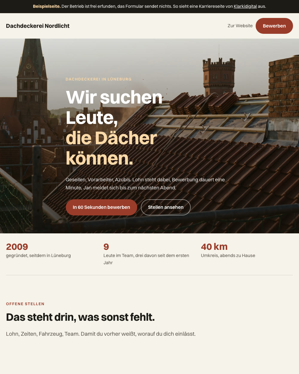 Musterseite Dachdeckerei Nordlicht